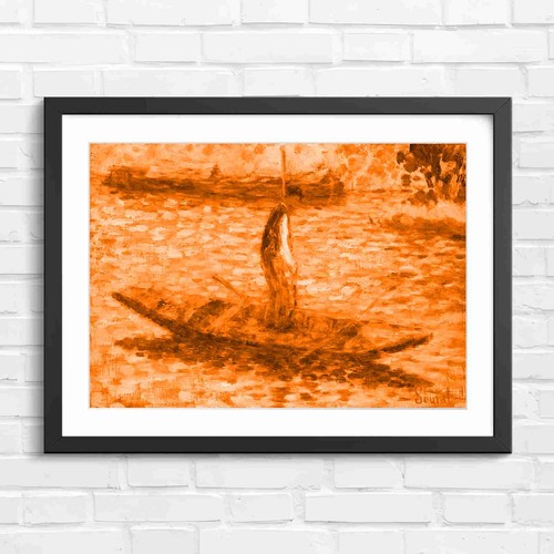 Impressionist barge man river - man,