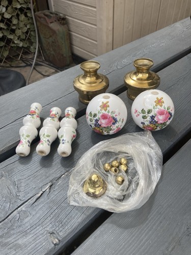 Vintage brass porcelain bed - vintage,