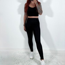 Ladies USA Pro Black Sports Gym Workout Stretch Leggings Size 8