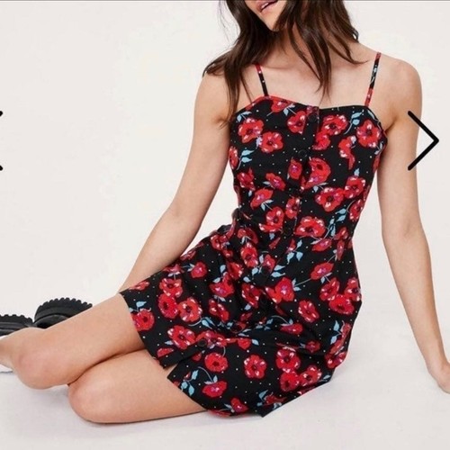 Red poppy floral polka dot - poppy,