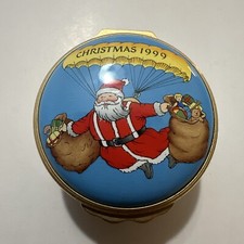 HALCYON DAYS ENAMEL TRINKET BOX CHRISTMAS 1999 SKY DIVING SANTA CLAUS TOYS
