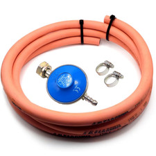 Low Pressure Propane Gas Regulator 37mbar 1.5kg/hr Including HP Hose and Clips
