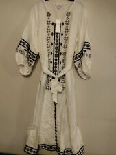 Marks And Spencer Ladies Linen Rich Embroidered Vneck Belted Dress,Size12