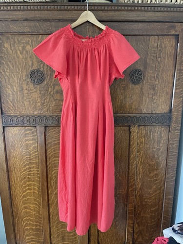 Zara coral red - linen, fit