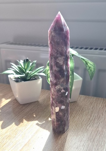Lepidolite mica crystal tower - lepidolite,