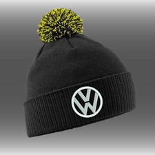 Pom Pom Beanie - Black/Lime  -