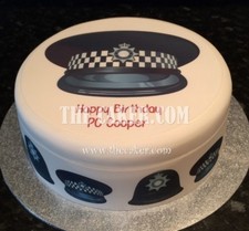 Police Helmet pre-cut Edible Icing Cake Topper or Ribbon 02