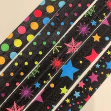 NEW Fold Over Elastic - Bright on Black (2 metre lengths)
