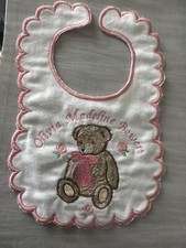 Romany personalised  Embroidered Baby Girl/ Boy Bib Can Be Made In Any Colour. 