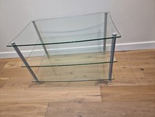 Quadraspire QAVL glass AV rack - 3 shelves, silver columns with spikes and shoes