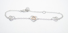 Clogau Gold Silver & 9ct Rose Gold Celtic Heart Bracelet 7 3/4"