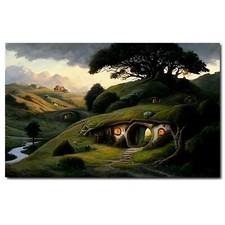 The Shire Hobbit Hole Lord of The Rings Inspired Artwork Printed on Sign