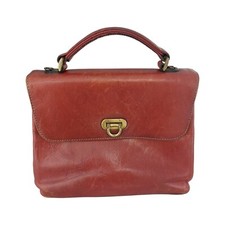 Texier vintage brown tan genuine leather bag case pockets zip brass made in Fran