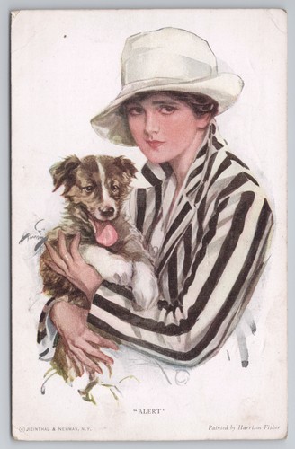 Alert woman striped - woman,
