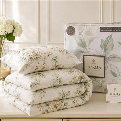 Dorma single cream green - single, cream/green