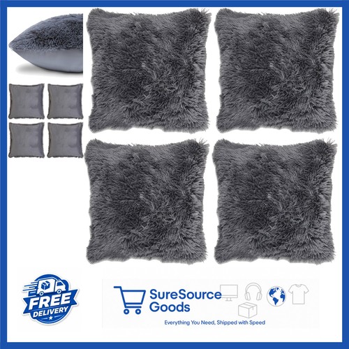 Charcoal faux fur cushion - charcoal,