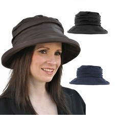Whiteley Annabel Ladies Waxed Cloche Hat One Size Black/Brown/Navy