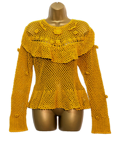 Zara mustard ruffle crochet - mustard,