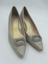 Linea Kitten Heel Gold & Silver Sparkle Shoes With Diamante Buckle Size 5 NEW