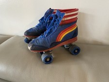 Vintage 80s roller boots blue rainbow retro Size UK 7 Old School