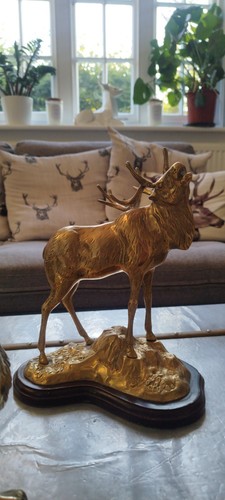 Large brass deer stag - deer, ornament