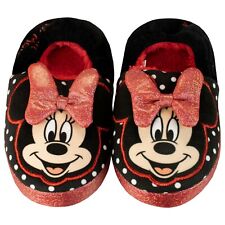 Disney Minnie Mouse Slippers Kids Girls UK Shoe Size 5-10 Slip On Shoes Indoor