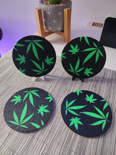 Cannabis leaf coaster plaque - cannabis,