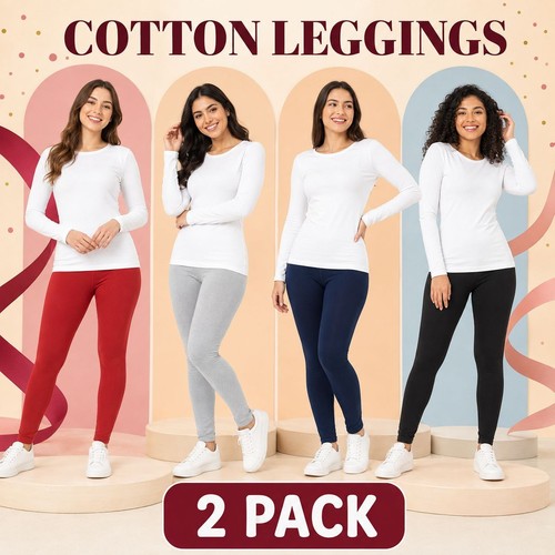 Ladies cotton leggings pk - ladies, 2