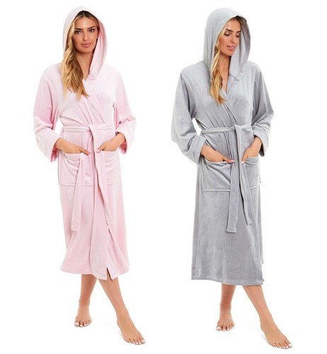 Womens hooded velour robe - womens,