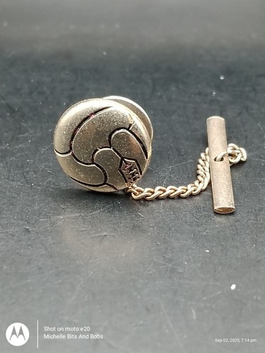 Gold tone football tie pin - football,