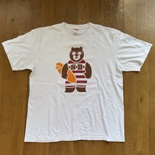 Surf Bear White Cartoon Print T Shirt Size XL Summer Surfboards