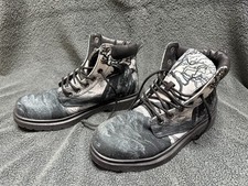 RAAD MENS / UNISEX BLACK WHITE & GREY CROW BOOTS   SIZE UK 8 EU 42 EMO PUNK GOTH