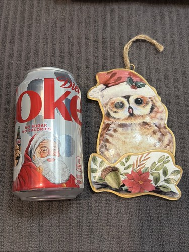 Tin perched owl - perched, ornament