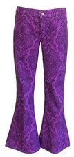 Mens Purple Paisley Vintage Hendrix Retro Bell Bottom Super Cord Flares