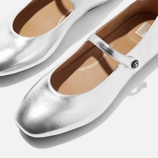 FITFLOP Delicato Crystal-Cluster Silver Leather Mary Jane Shoes Size 6.5 BNWT