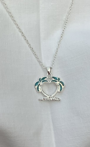 Palm tree turquoise silver - turquoise, &