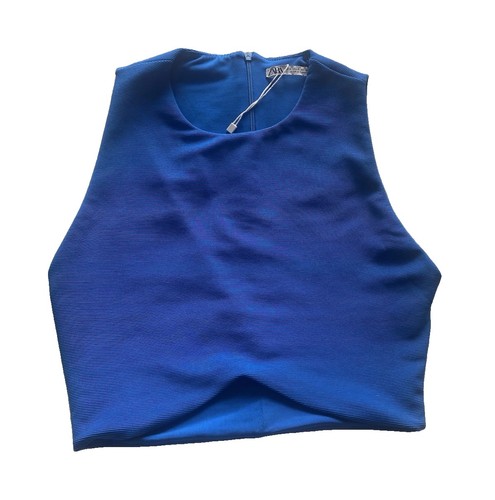 Zara blue ribbed scoop neck - zara,