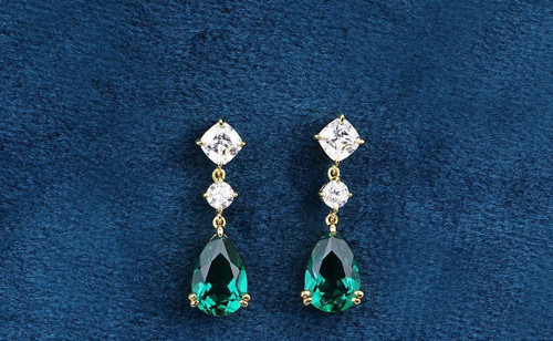 Emerald teardrop earrings - emerald,