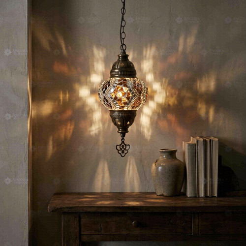 Clear turkish mosaic pendant - clear,