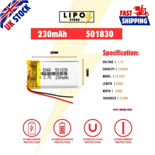 501830 230mah lipo - 501830,