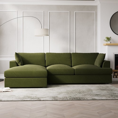 Green velvet shaped sofa 3 - green,