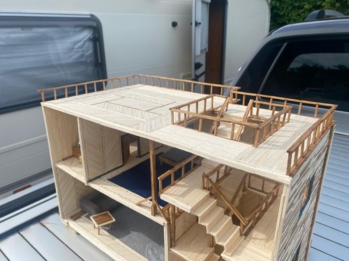 Handmade dolls house with - dolls,