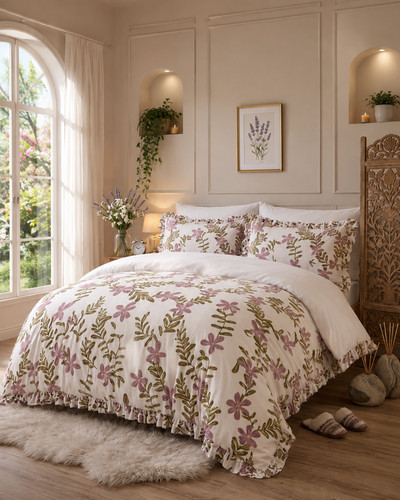 Floral frill ruffle duvet - frill,