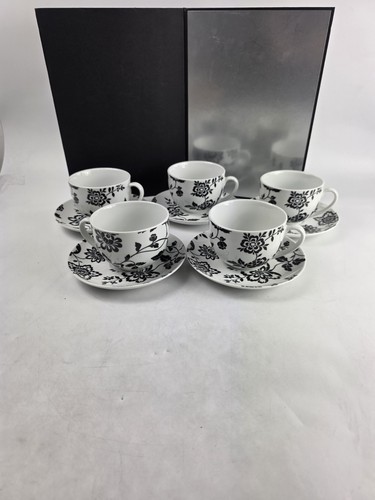 Set black white floral - black,