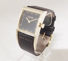 Alfex by Plum Design Watch Leather Band Swiss Made Gold Plated 5504-187 Rarity