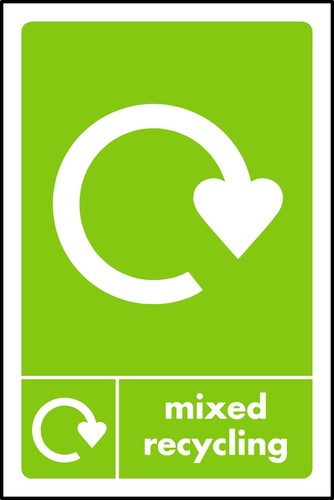 Mixed recycling - recycling, (portrait)