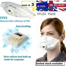 3x FFP2 3M Face Mask Respirator cover travel protect valve V FLEX  9162E filter