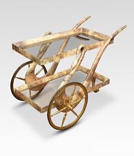 Aldo Tura Goatskin Bar Cart | Vintage Italian Brass & Glass Drinks Trolley