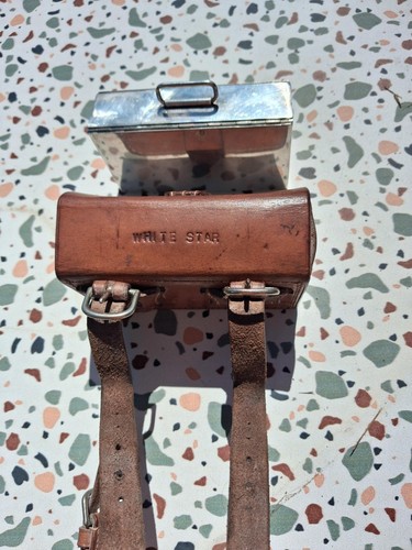 Leather side saddle canteen - side,