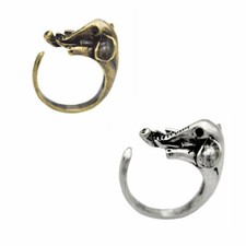 Adjustable Elephant Ring Vintage Wrap Animal Gift Antique Silver Bronze